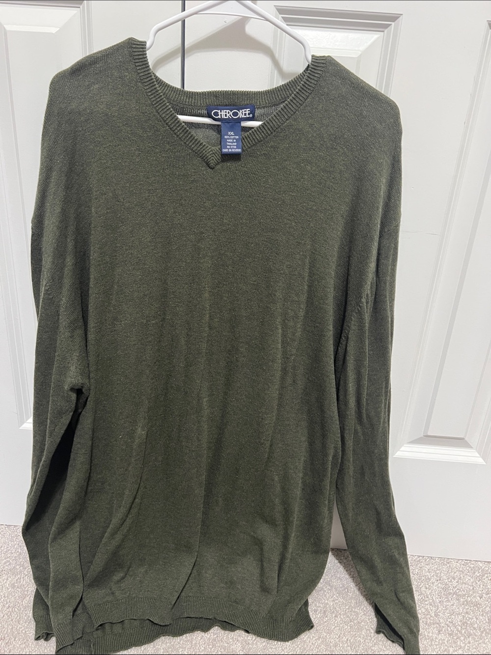 Cherokee Olive Green Men's V-Neck Sweater